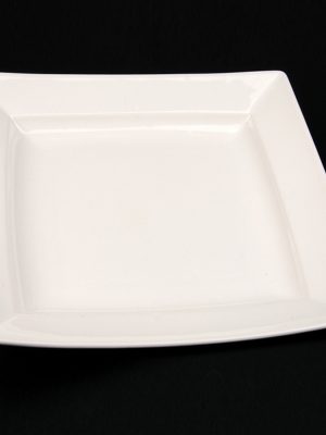 square white china dinner plate