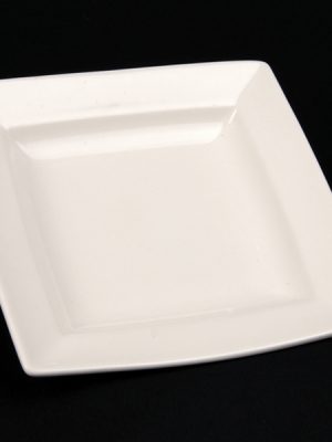 square white china hire plate